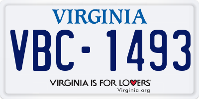 VA license plate VBC1493