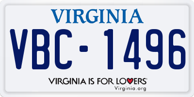 VA license plate VBC1496