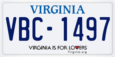 VA license plate VBC1497