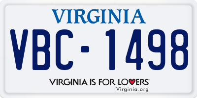 VA license plate VBC1498