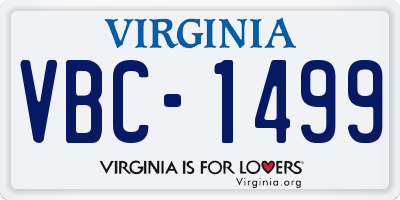 VA license plate VBC1499