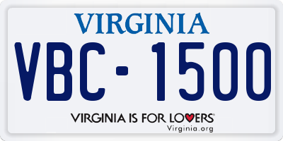 VA license plate VBC1500