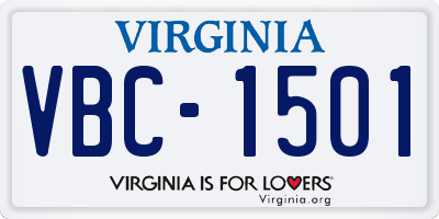 VA license plate VBC1501