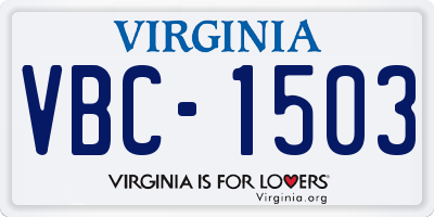 VA license plate VBC1503