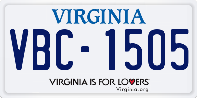 VA license plate VBC1505