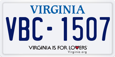 VA license plate VBC1507