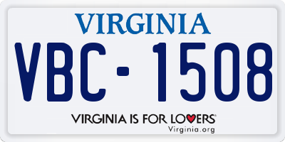 VA license plate VBC1508