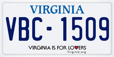 VA license plate VBC1509