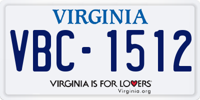 VA license plate VBC1512