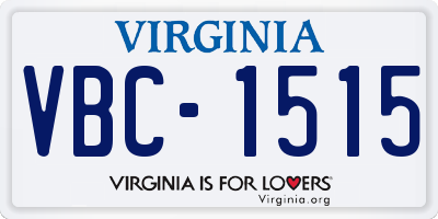 VA license plate VBC1515