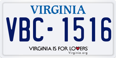 VA license plate VBC1516