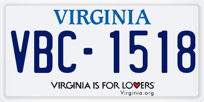 VA license plate VBC1518