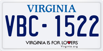 VA license plate VBC1522