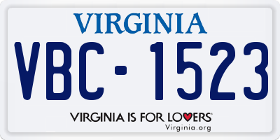 VA license plate VBC1523