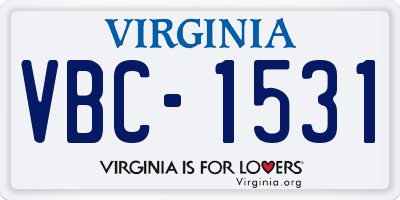 VA license plate VBC1531