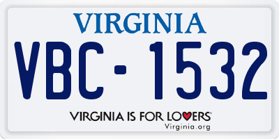 VA license plate VBC1532