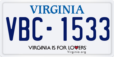 VA license plate VBC1533
