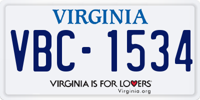 VA license plate VBC1534