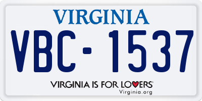 VA license plate VBC1537