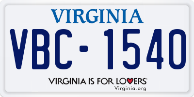 VA license plate VBC1540