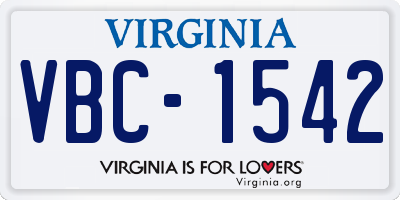 VA license plate VBC1542