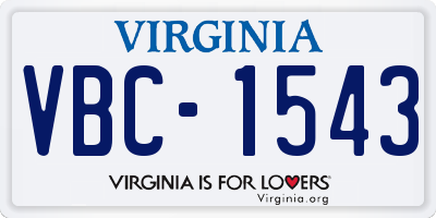 VA license plate VBC1543