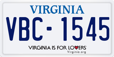 VA license plate VBC1545