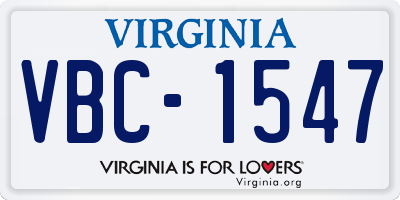 VA license plate VBC1547