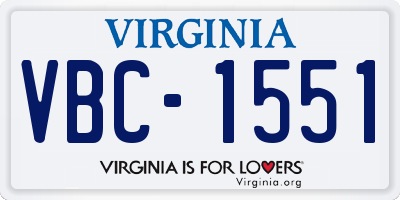 VA license plate VBC1551