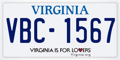 VA license plate VBC1567