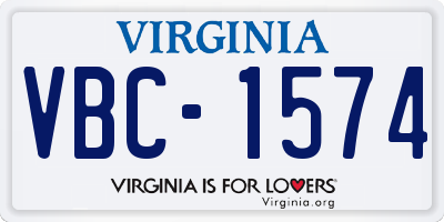 VA license plate VBC1574
