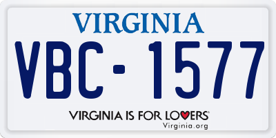 VA license plate VBC1577
