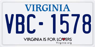 VA license plate VBC1578