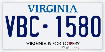 VA license plate VBC1580