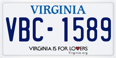 VA license plate VBC1589