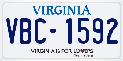 VA license plate VBC1592