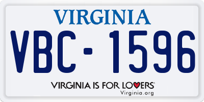 VA license plate VBC1596