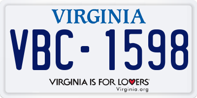 VA license plate VBC1598
