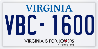 VA license plate VBC1600