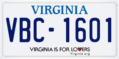 VA license plate VBC1601