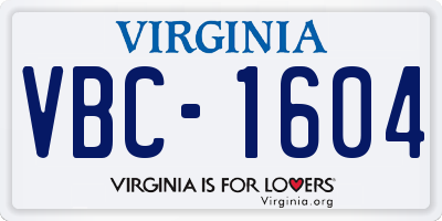 VA license plate VBC1604