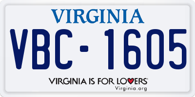 VA license plate VBC1605