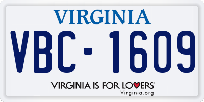 VA license plate VBC1609