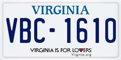 VA license plate VBC1610