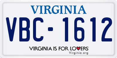 VA license plate VBC1612