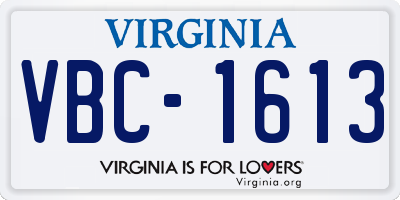 VA license plate VBC1613