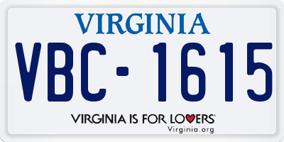 VA license plate VBC1615