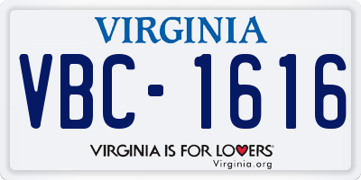 VA license plate VBC1616