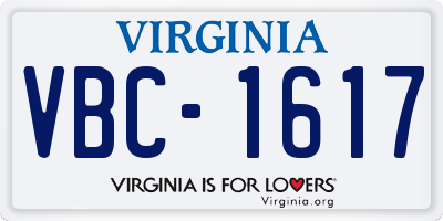 VA license plate VBC1617