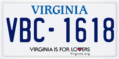 VA license plate VBC1618